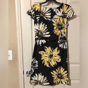 Floral Black and Yellow Dress